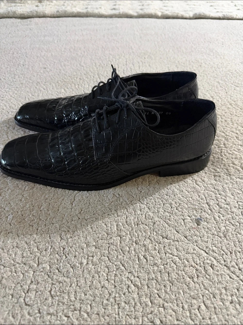 Stacy Adams Black Crocodile Derby Shoes 11 M